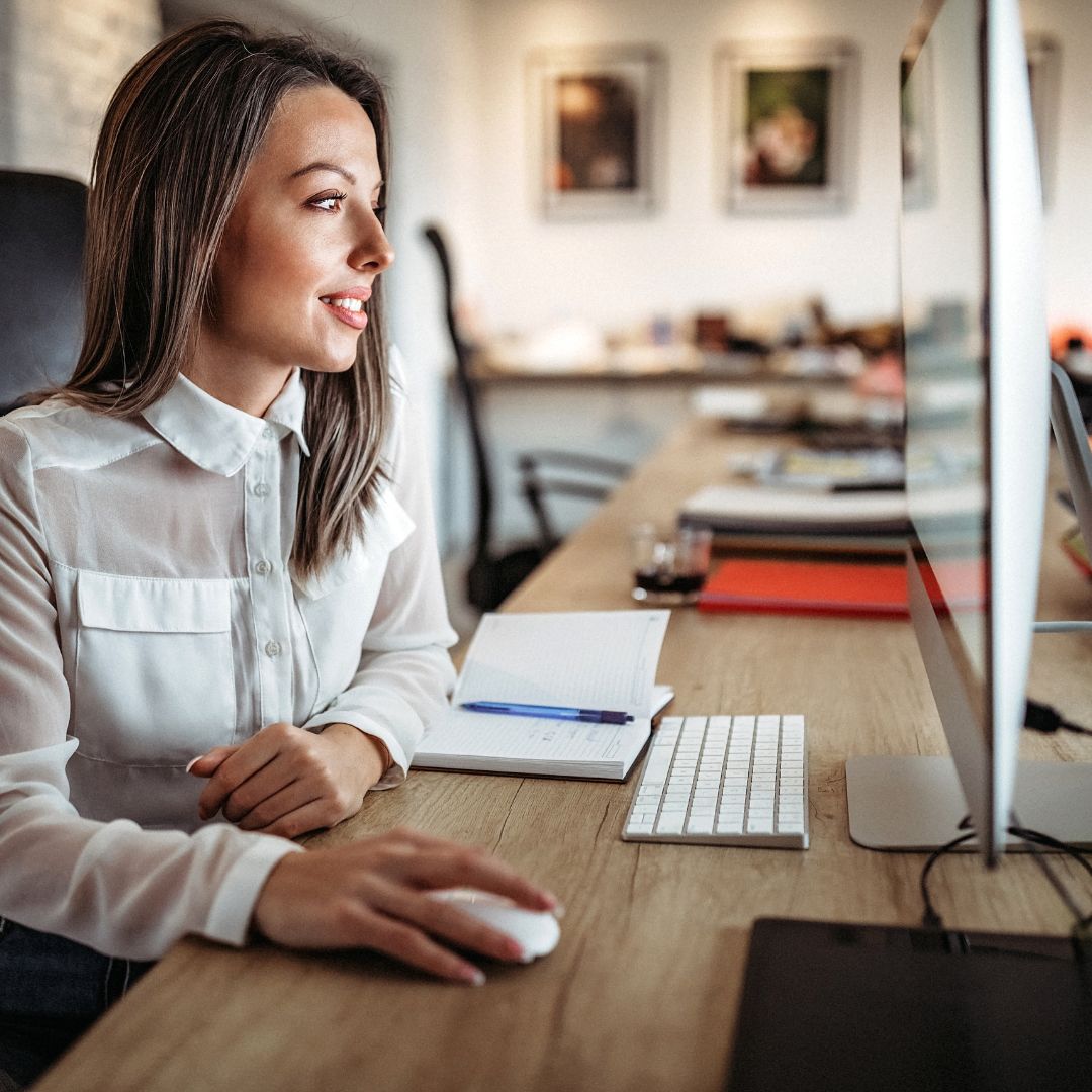 woman on computer